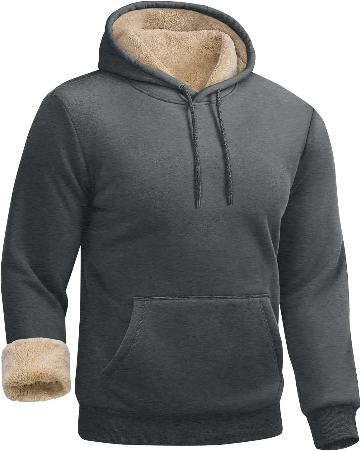 Hoodies For Men Sherpa Fleece Lined Sweatshirt Pullover Sweaters Winter Warm Hoodie With Pockets
