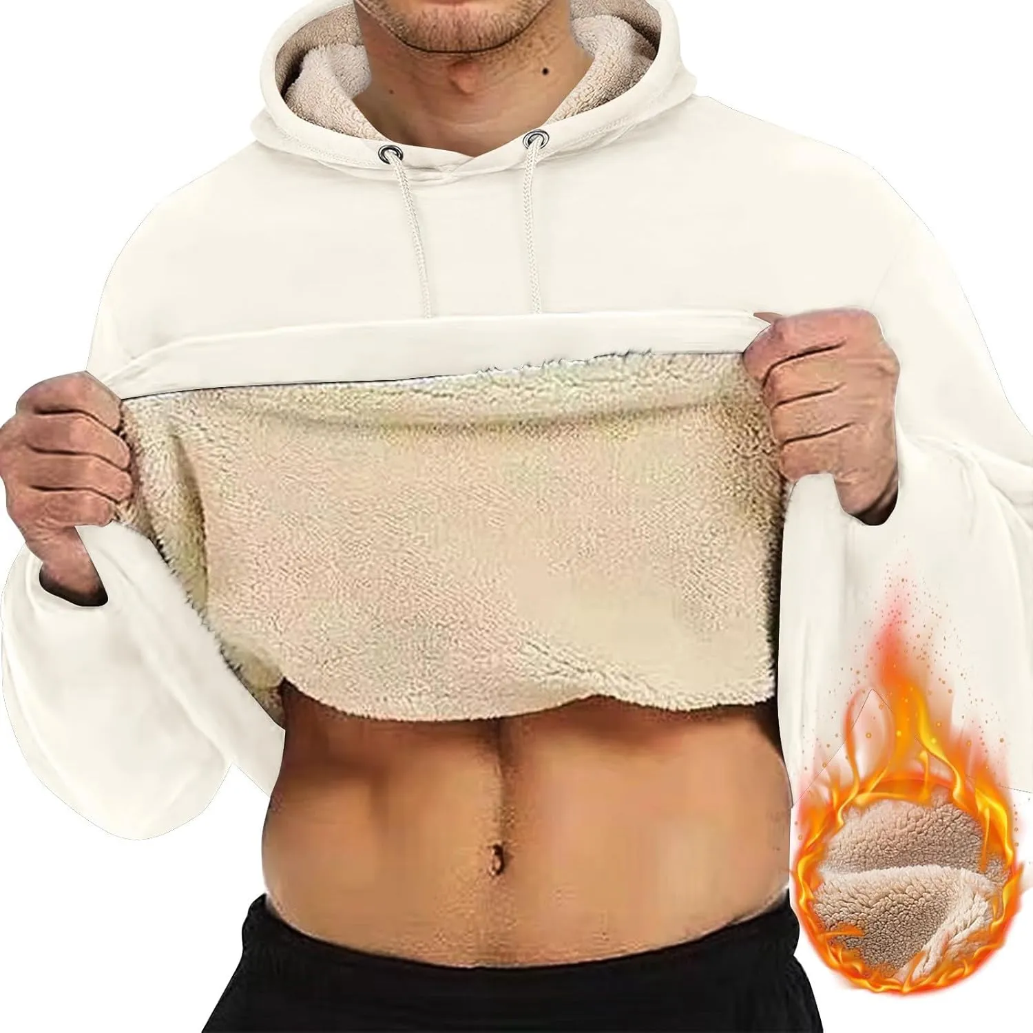 Hoodies For Men Sherpa Fleece Lined Sweatshirt Pullover Sweaters Winter Warm Hoodie With Pockets