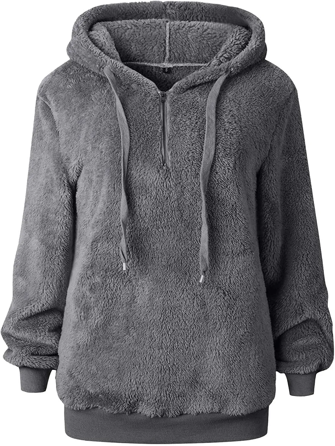 Hoodies for Women Athletic Fuzzy Oversized Long Sleeve Sweatshirt Drawstring Fleece Winter Warm Clothes With Pockets