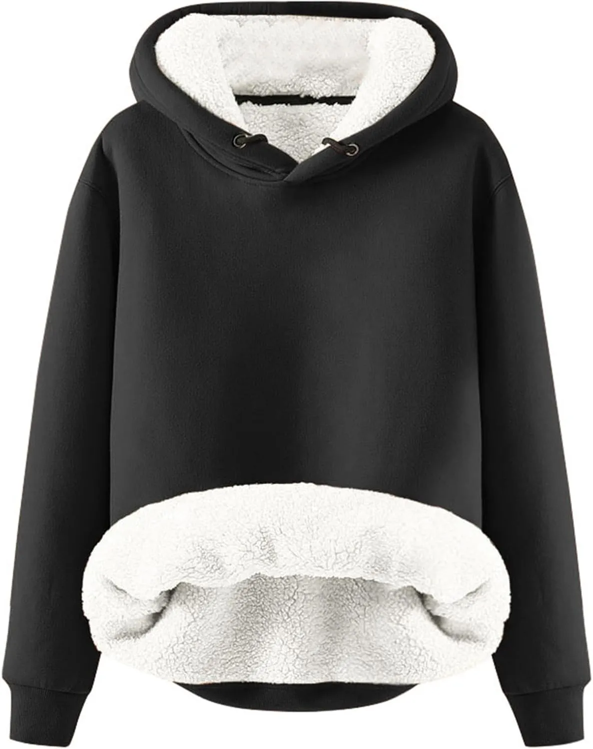 Hoodies for Women Casual Oversized Fleece Sweatshirts Solid Color Long Sleeve Pullover 2024 Warm Winter Hoodies