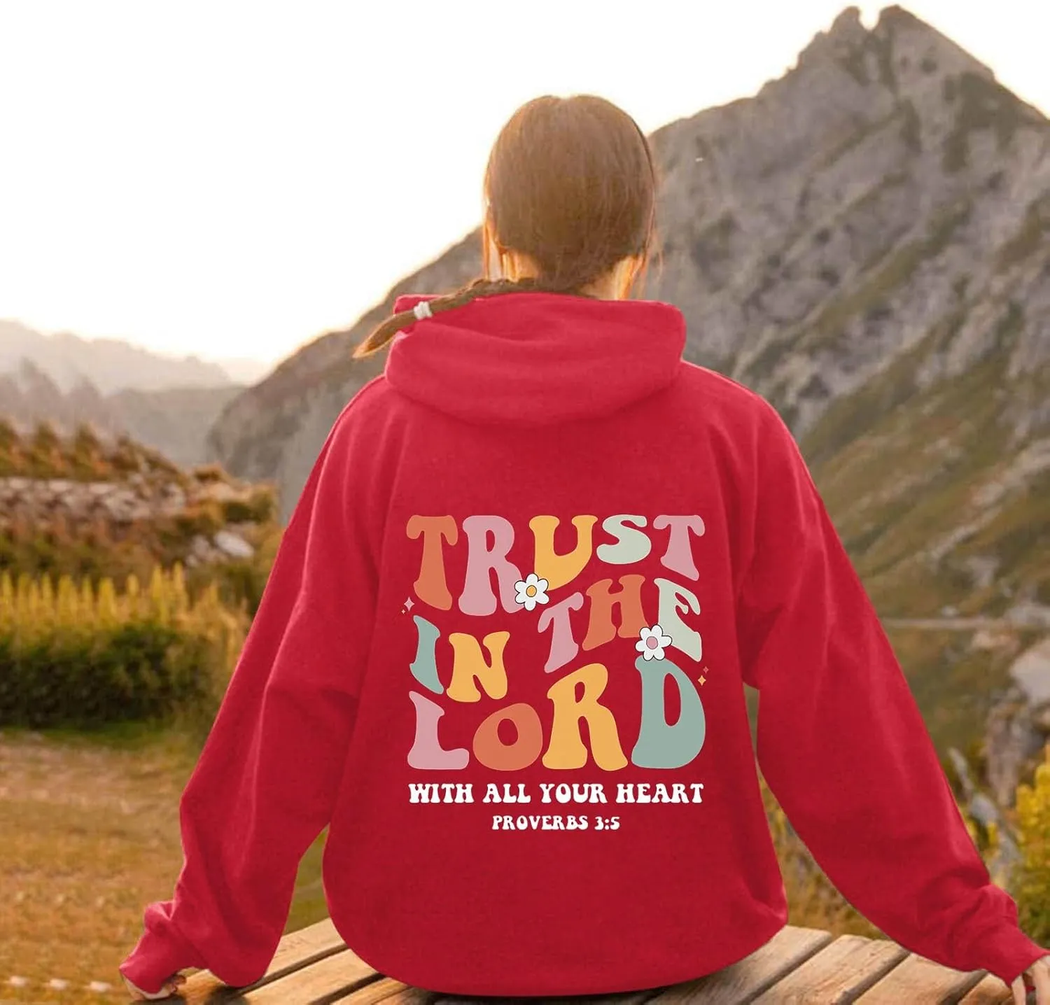 Hoodies For Women Graphic Trust In The Lord Christian Shape Print Winter Outfit With Pocket Drawstring Soft Casual Pullover