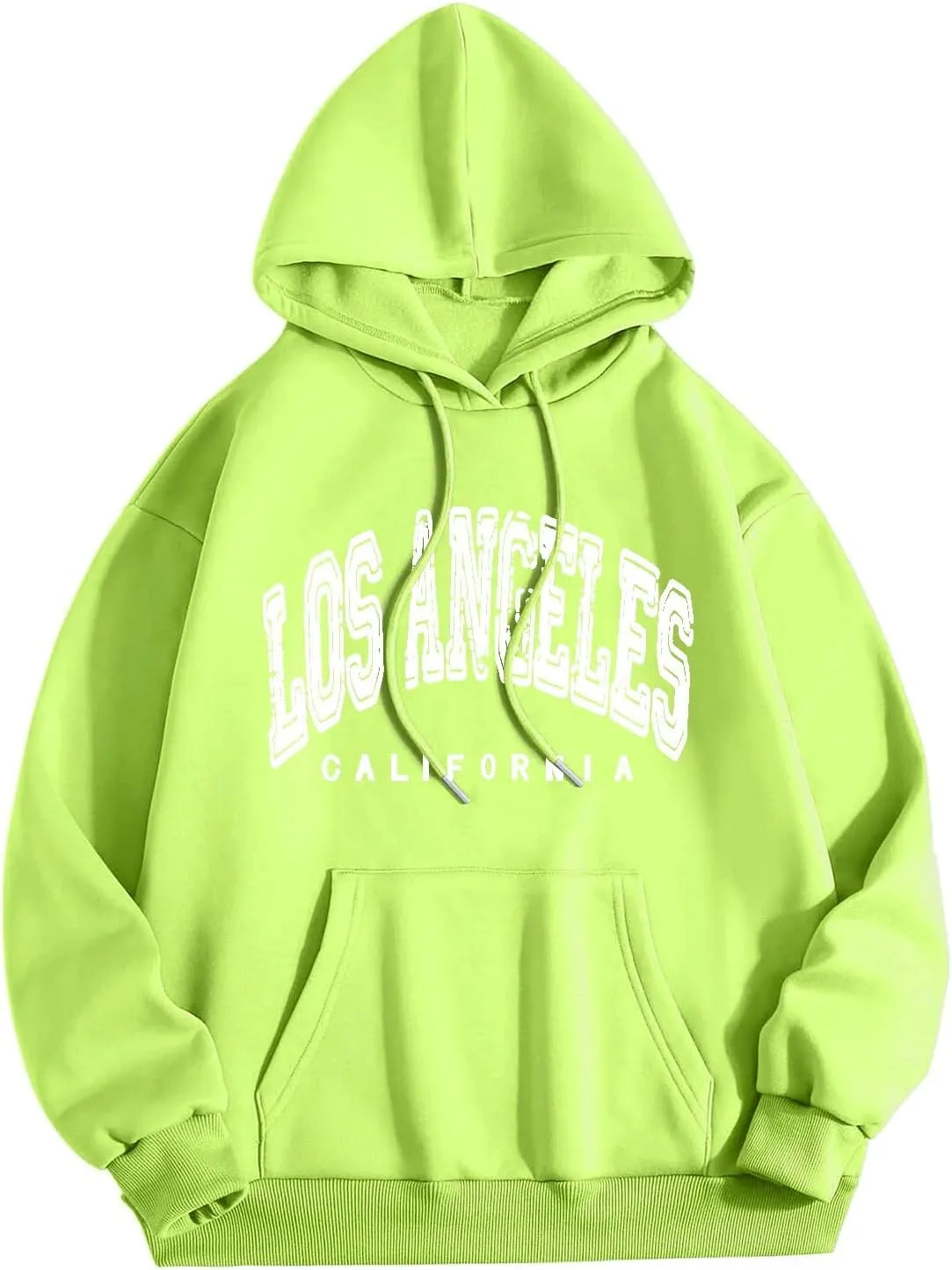 Hoodies for Women Pullover Losangeles Letter Print Hooded Sweatshirt with Pocket Long Sleeve Causal Fleece Tee Aesthetic Fall