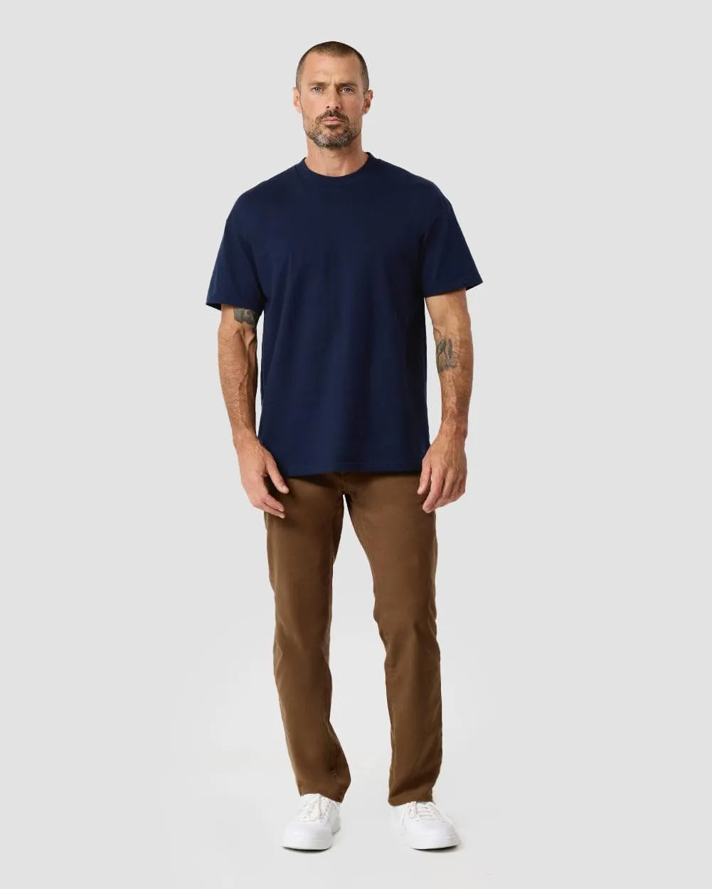 INTO THE AM Men's Heavyweight T Shirts for Men S - 3XL Boxy 100% Cotton Heavy Duty Thick Weight Tshirt