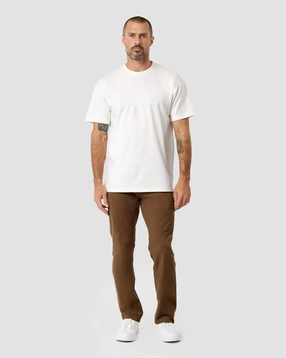 INTO THE AM Men's Heavyweight T Shirts for Men S - 3XL Boxy 100% Cotton Heavy Duty Thick Weight Tshirt