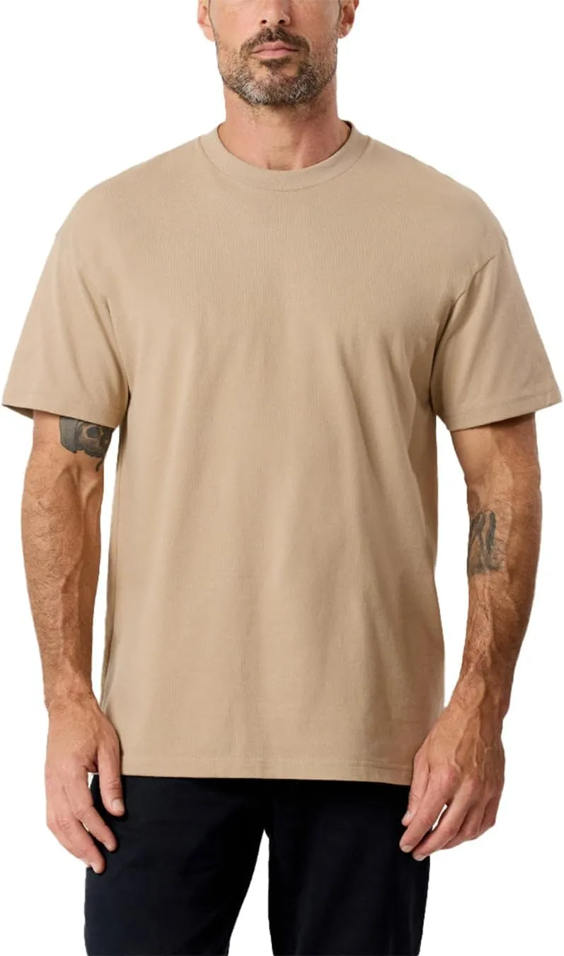 INTO THE AM Men's Heavyweight T Shirts for Men S - 3XL Boxy 100% Cotton Heavy Duty Thick Weight Tshirt