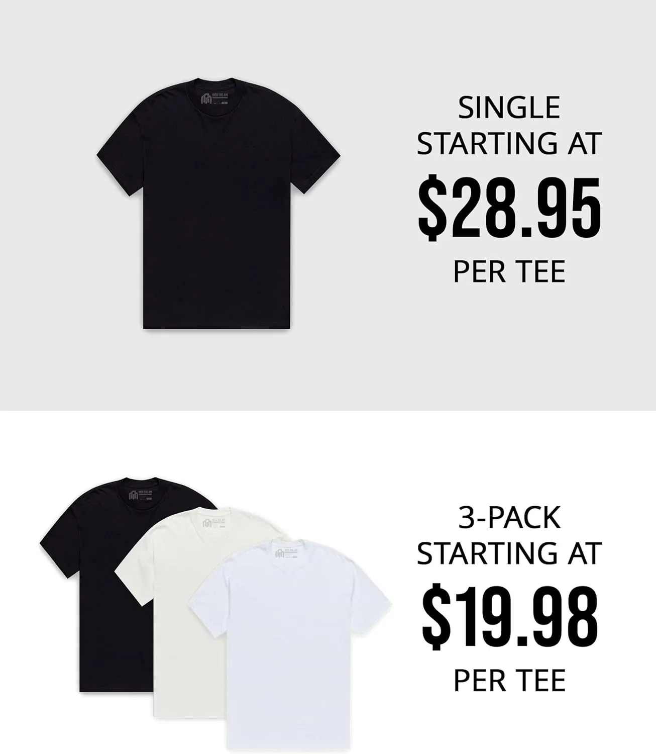 INTO THE AM Men's Heavyweight T Shirts for Men S - 3XL Boxy 100% Cotton Heavy Duty Thick Weight Tshirt