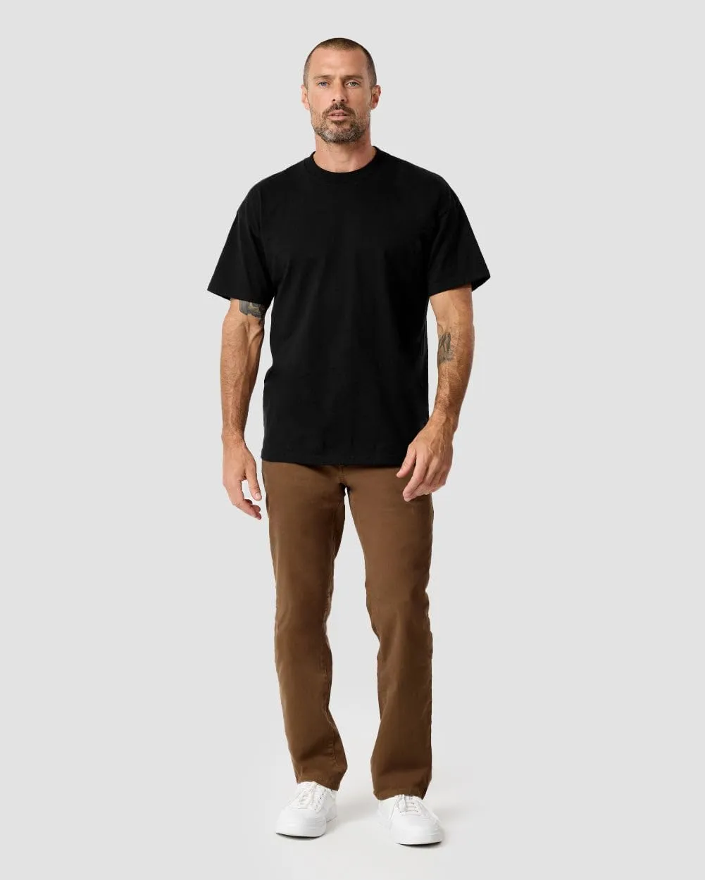 INTO THE AM Men's Heavyweight T Shirts for Men S - 3XL Boxy 100% Cotton Heavy Duty Thick Weight Tshirt