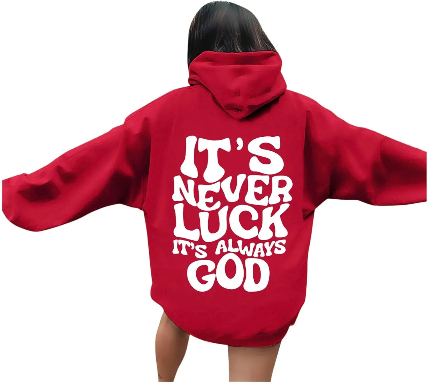 It's Never Luck It's Always God Christian Bible Verse Hoodie Unisex Oversized Hoodies Hoodie Pullover