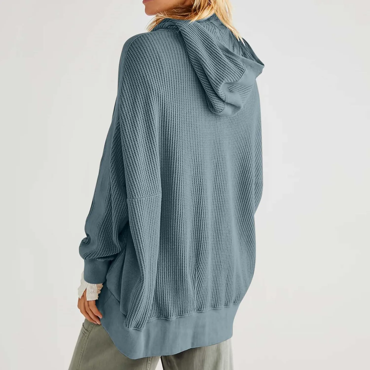 Jackets for Women Oversized Ribbed Fall Jacket Long Sleeve Zip Up Hoodies With Pockets Plain Versatile Shacket Tops