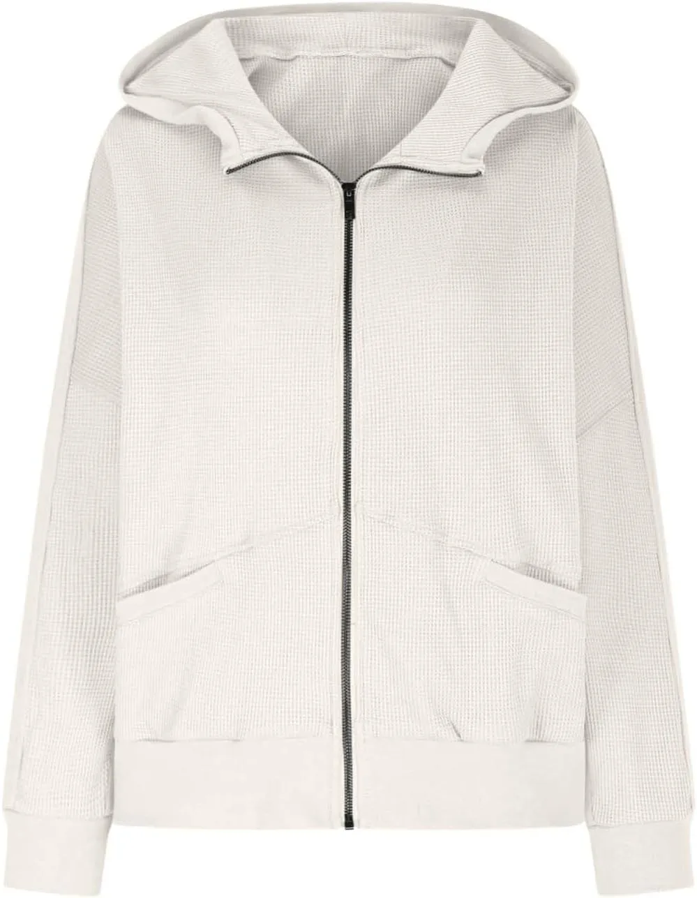Jackets for Women Oversized Ribbed Fall Jacket Long Sleeve Zip Up Hoodies With Pockets Plain Versatile Shacket Tops