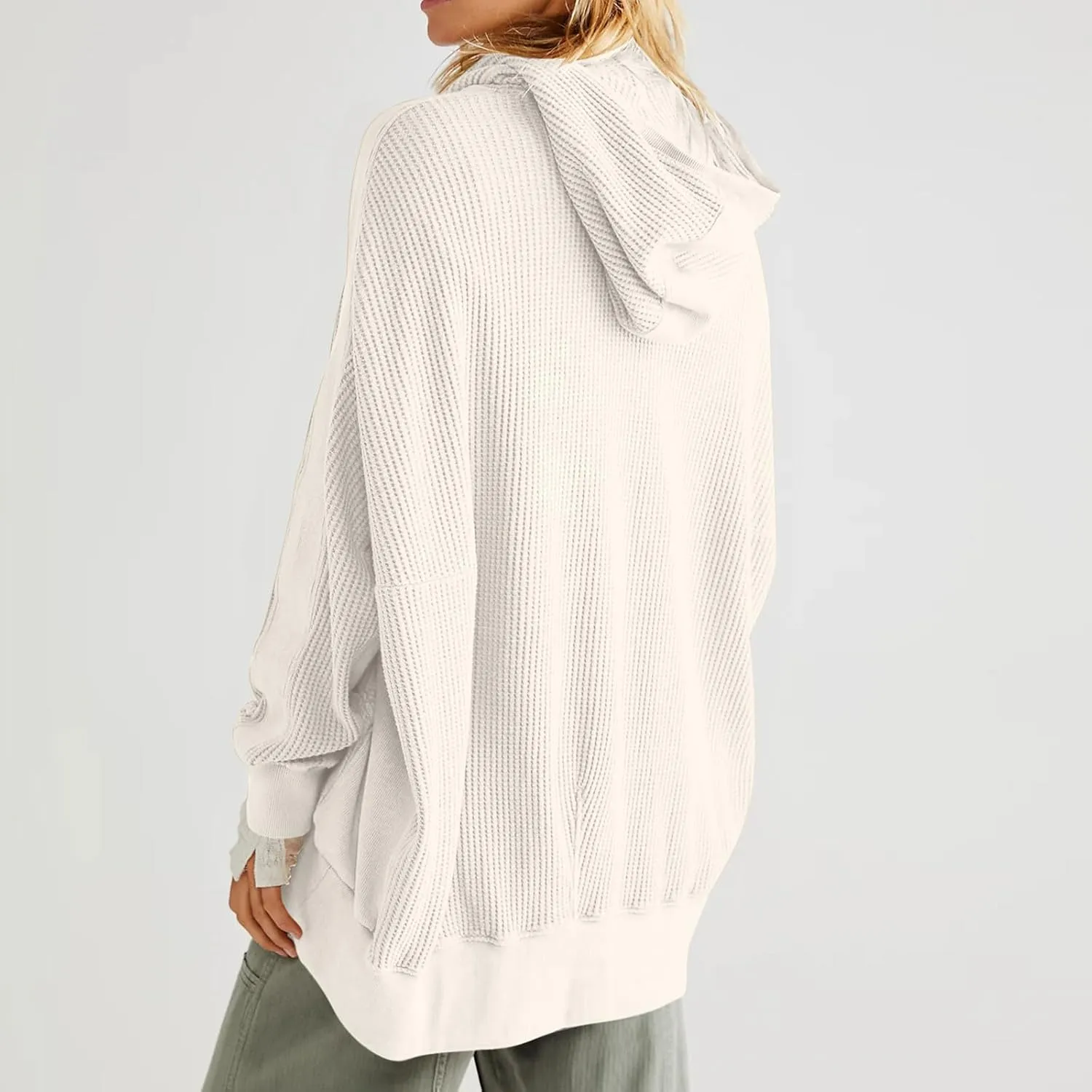 Jackets for Women Oversized Ribbed Fall Jacket Long Sleeve Zip Up Hoodies With Pockets Plain Versatile Shacket Tops