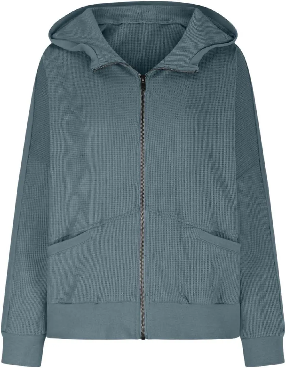 Jackets for Women Oversized Ribbed Fall Jacket Long Sleeve Zip Up Hoodies With Pockets Plain Versatile Shacket Tops