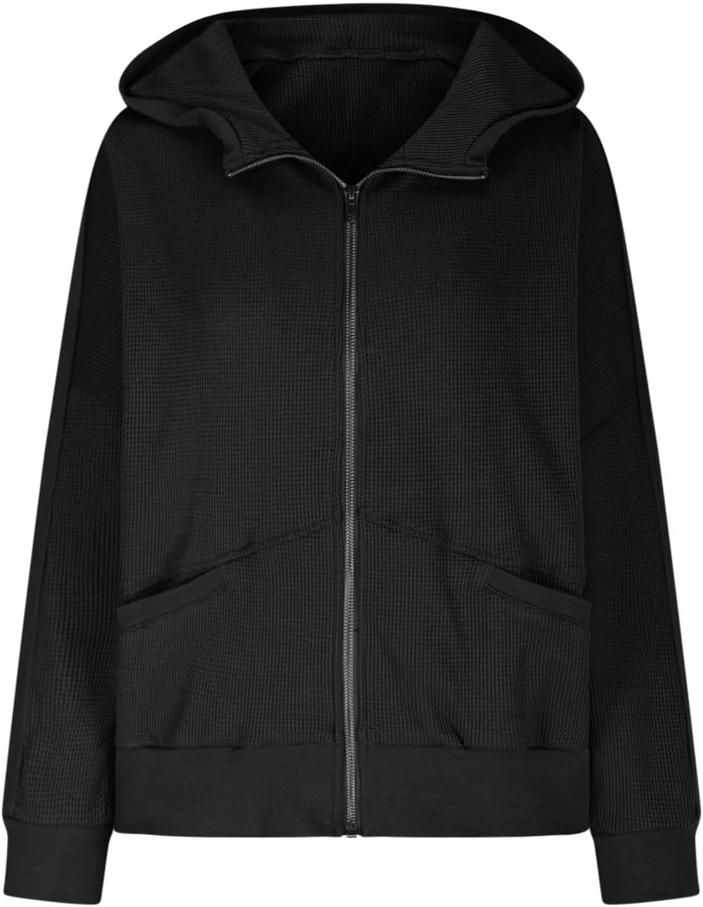 Jackets for Women Oversized Ribbed Fall Jacket Long Sleeve Zip Up Hoodies With Pockets Plain Versatile Shacket Tops