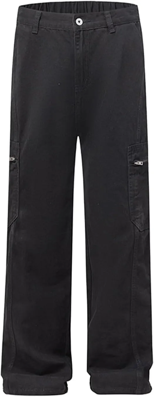 Jeans for Men Relaxed Fit Hip Hop Star Pants Denim Loose Goth Fashion Streetwear Straight Mid Rise Jeans Men's