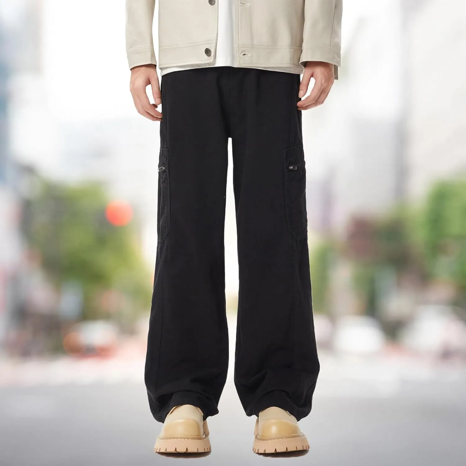 Jeans for Men Relaxed Fit Hip Hop Star Pants Denim Loose Goth Fashion Streetwear Straight Mid Rise Jeans Men's