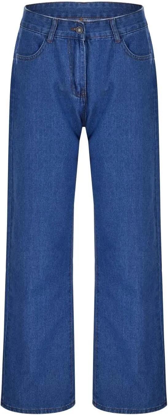 Jeans for Women High Waisted Straight Wide Leg Loose Stretchy Lightweight Tummy Control Pull On Denim Pants Boyfriend Jeans