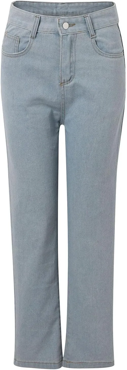 Jeans for Women High Waisted Straight Wide Leg Loose Stretchy Lightweight Tummy Control Pull On Denim Pants Boyfriend Jeans