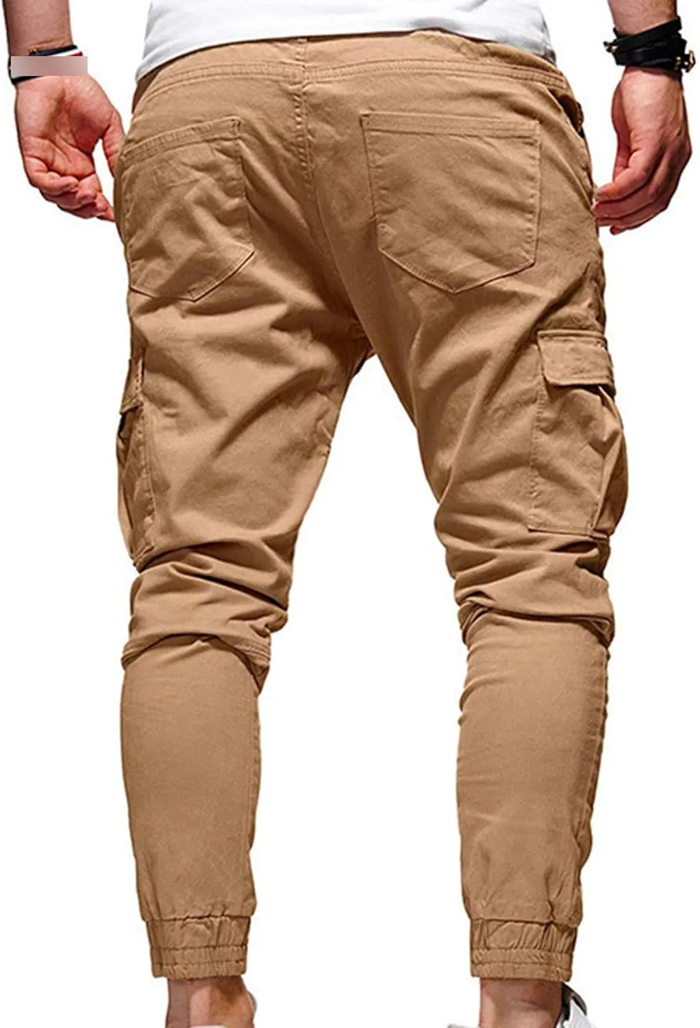 JEShifangjiusu Mens Fashion Cargo Pants Relaxed Fit Drawstring Joggers Sweatpants Workout Casual Cotton Long Trousers