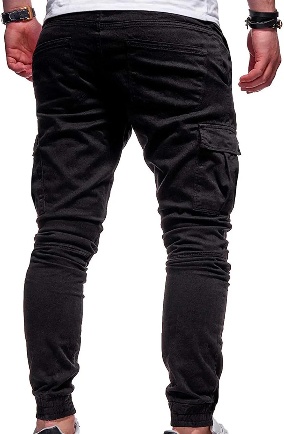 JEShifangjiusu Mens Fashion Cargo Pants Relaxed Fit Drawstring Joggers Sweatpants Workout Casual Cotton Long Trousers