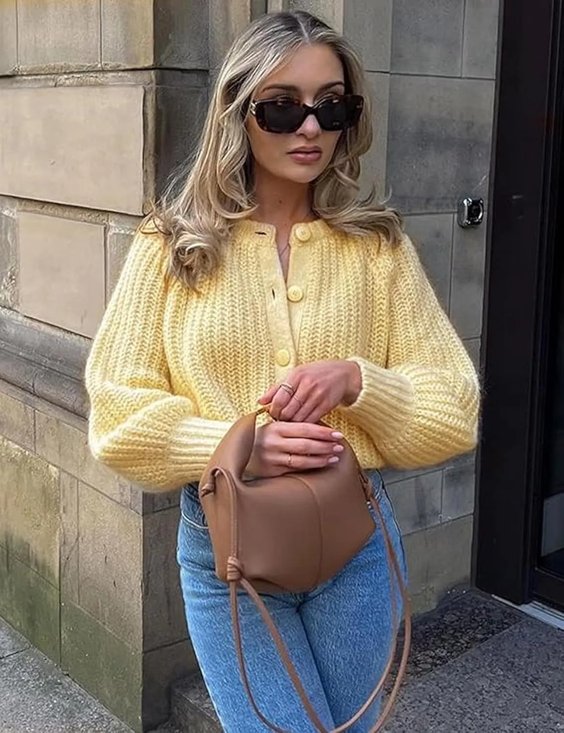Knitted Chunky Cardigan Sweaters for Women Button Down Cardigans Open Front Sweater Tops Y2k Outwear Coats