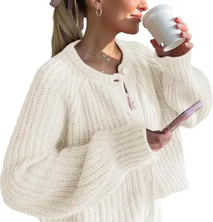 Knitted Chunky Cardigan Sweaters for Women Button Down Cardigans Open Front Sweater Tops Y2k Outwear Coats
