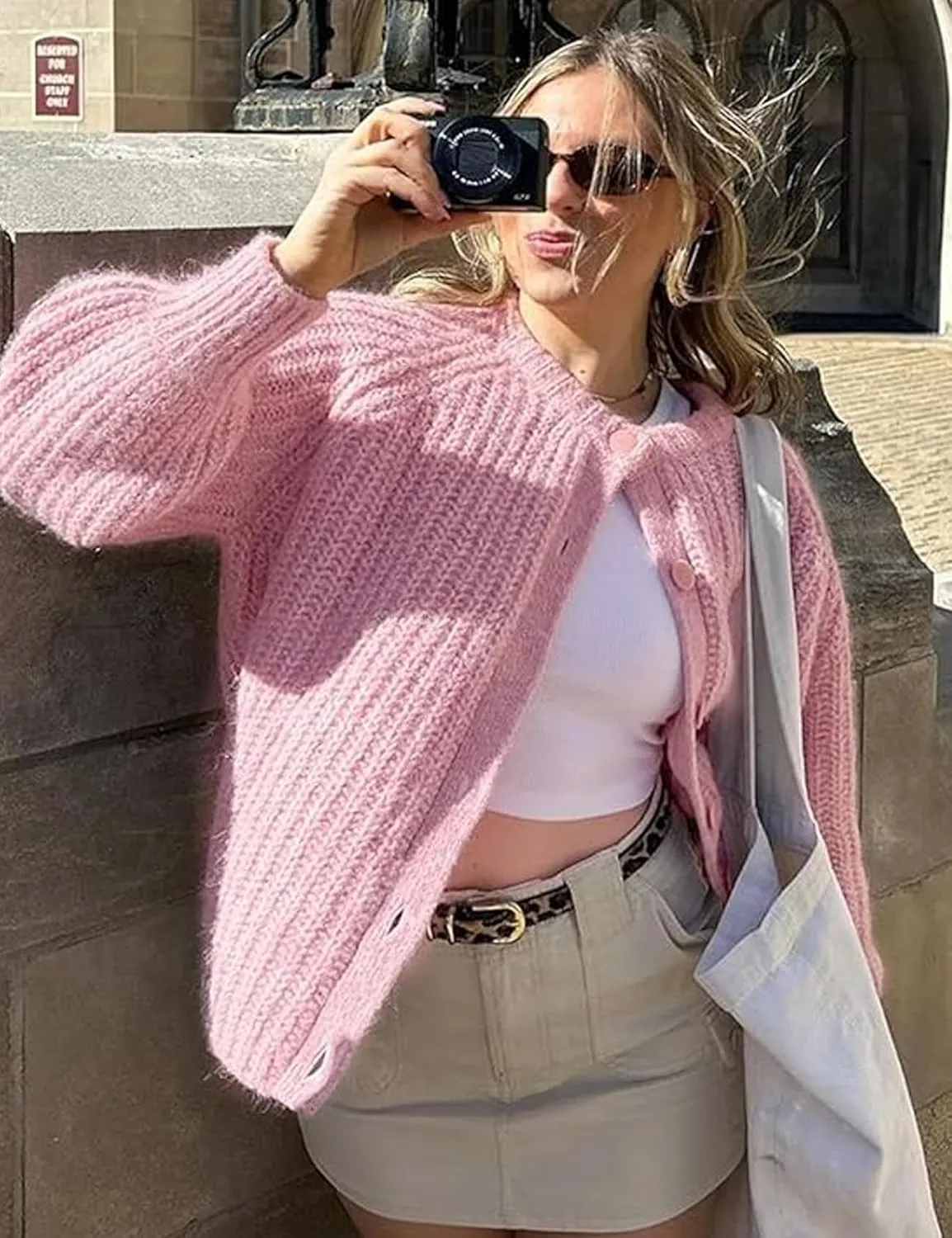 Knitted Chunky Cardigan Sweaters for Women Button Down Cardigans Open Front Sweater Tops Y2k Outwear Coats