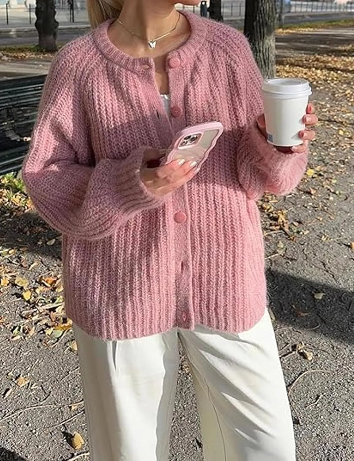 Knitted Chunky Cardigan Sweaters for Women Button Down Cardigans Open Front Sweater Tops Y2k Outwear Coats