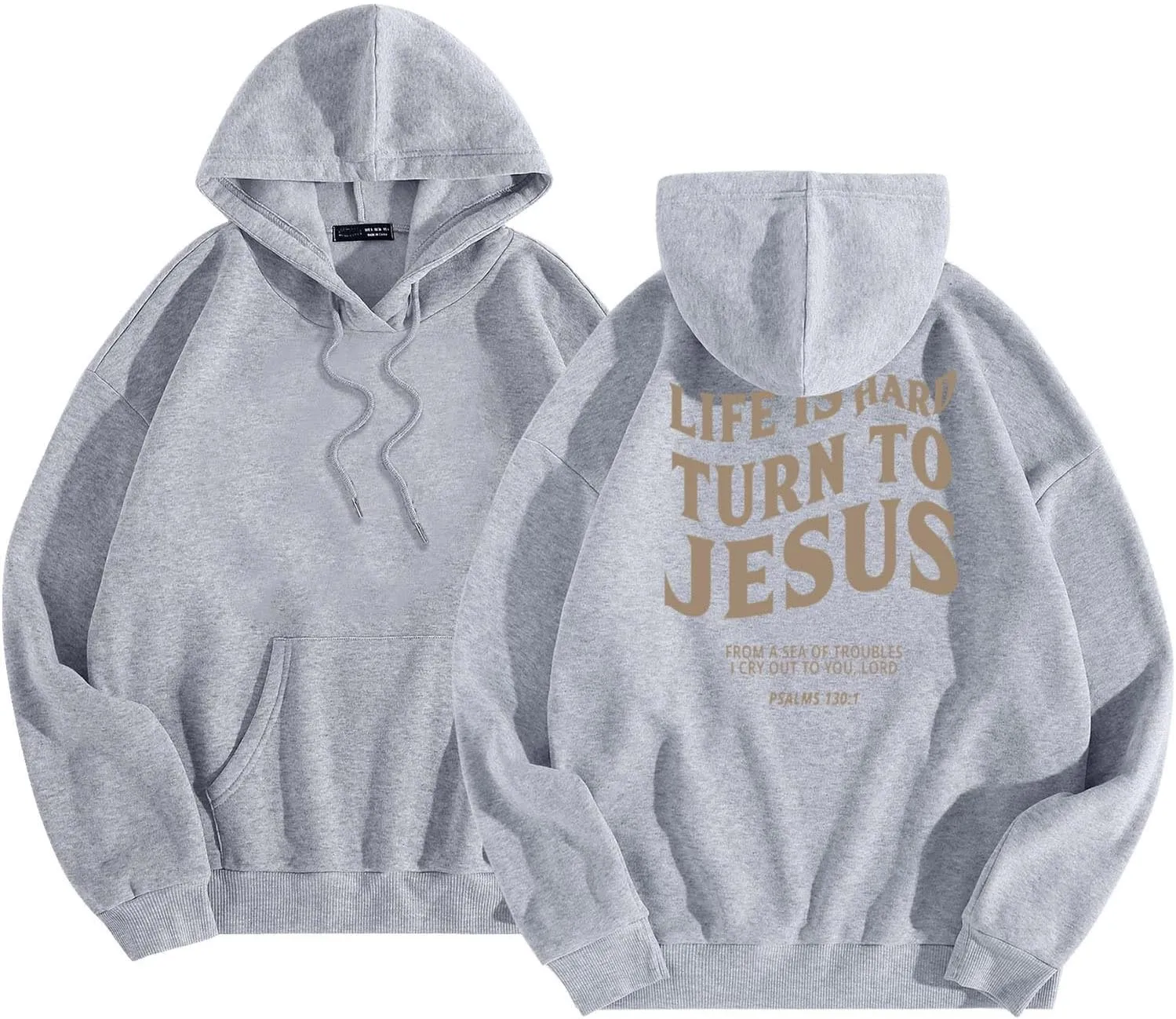 Life Is Hard Trun To Jesus Hoodies For Women Oversized Letter Graphic Y2K Hooded Pullover Tops Bible Verse Hoodie