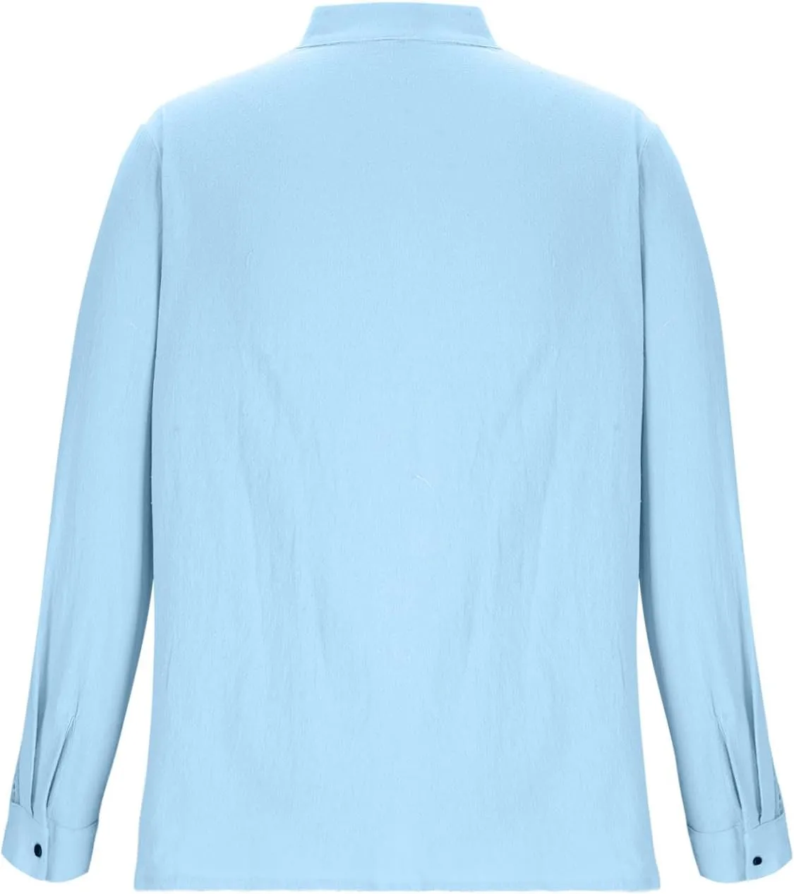 Linen Dress Shirt Men Long Sleeve Band Collar Button Down Cotton Solid Color Tees Tops Fashion Beach Casual Blouse