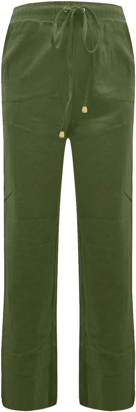 Linen Pants Women 2025 Summer Drawstring Pants Casual Loose Wide Leg Lounge Pants for Beach Travel Vacation