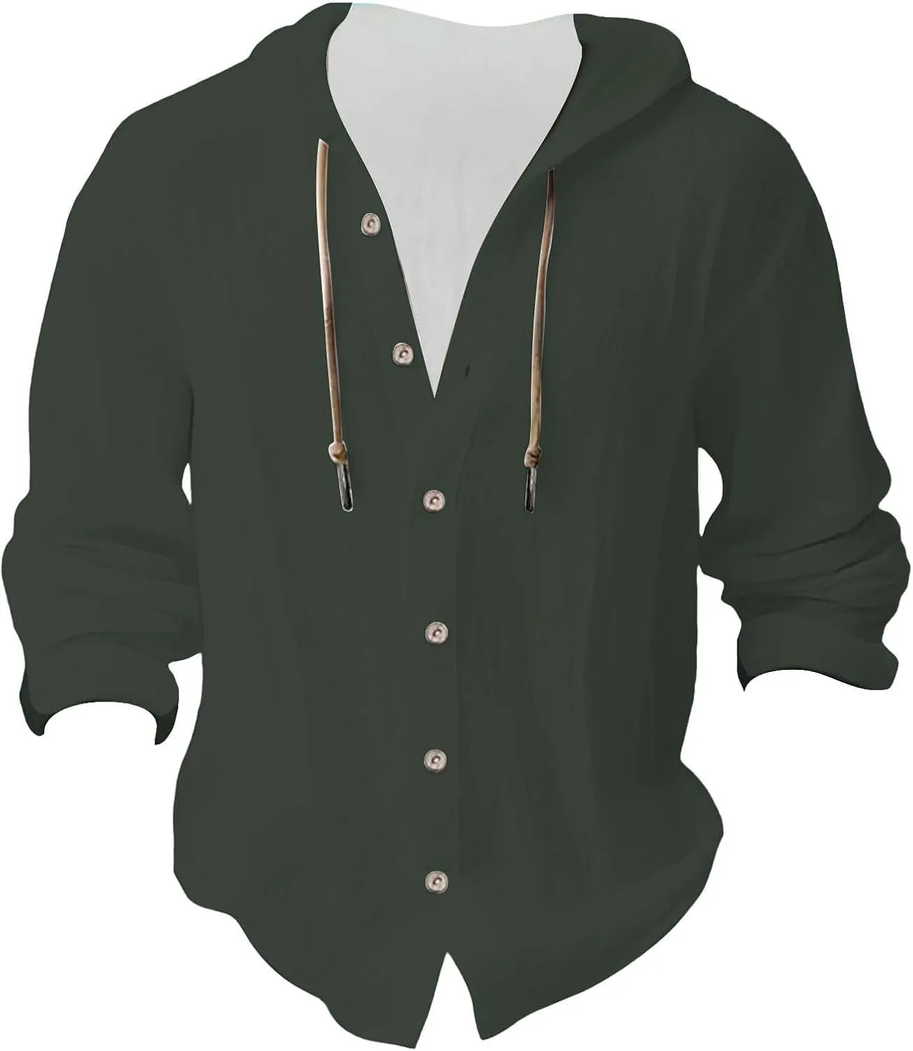 Linen Shirts for Men Lightweight Hoodie 2025 Long Sleeve Loose Fit Breathable Sports Button Big Tall Party Tops