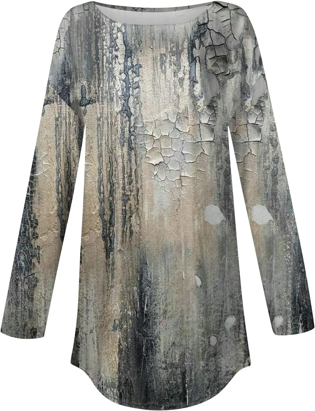 Long Sleeve T Shirts for Women Crewneck Printed Shirt Casual Pullovers Tunic Fashion Tops Comfy Fall Sweatshirts