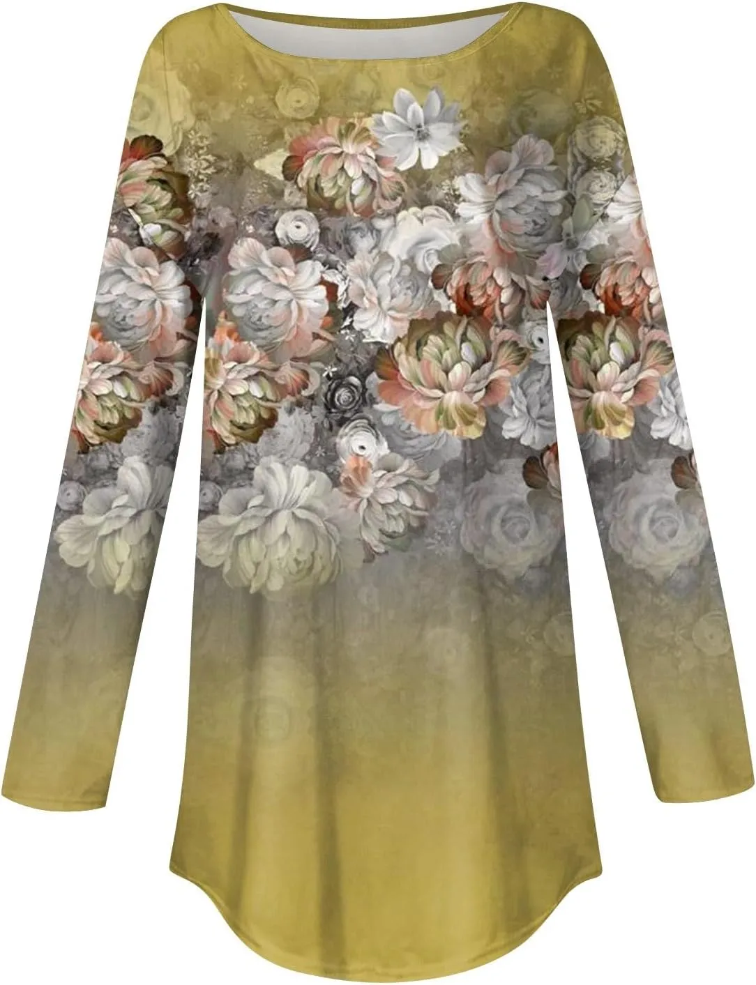 Long Sleeve T Shirts for Women Crewneck Printed Shirt Casual Pullovers Tunic Fashion Tops Comfy Fall Sweatshirts