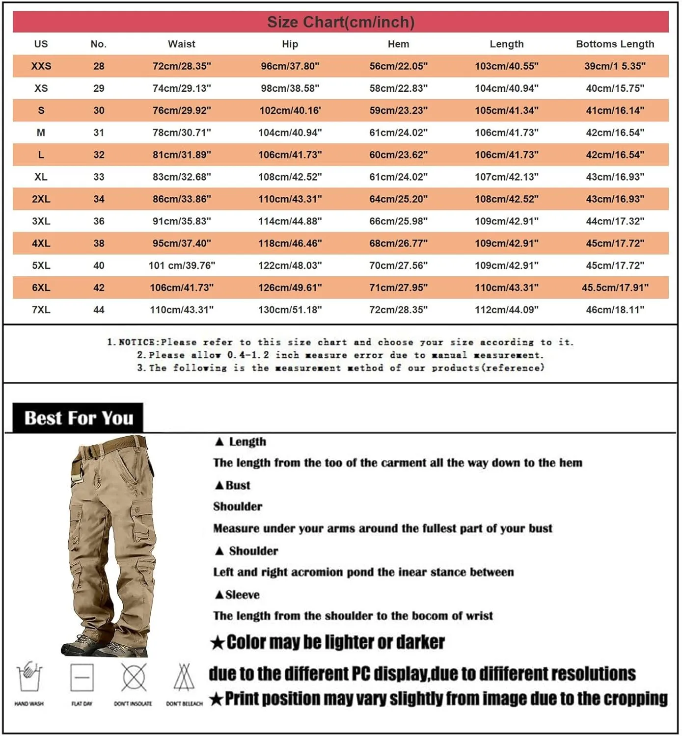 Men Cargo Pants Baggy Outdoor Waterproof Hiking Work Pants Stretch Multi Pockets Lightweight Classic Tactical Pants