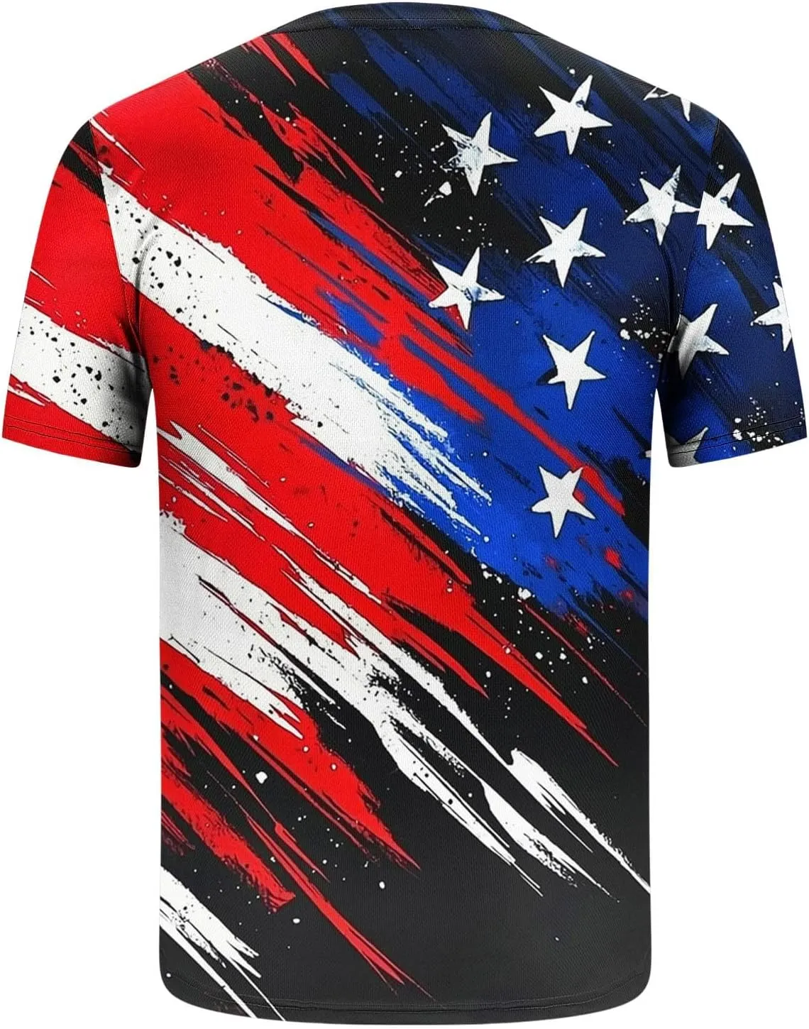 Men's American Flag Print Golf T-Shirt Casual Short Sleeve Summer Zip Up Lapel Beach Muscle Tee Shirts