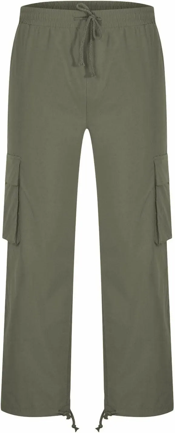 Mens Cargo Pants Casual Relaxed Fit Joggers Athletic Pants Cotton Loose Workout Straight Sweatpants Lightweight