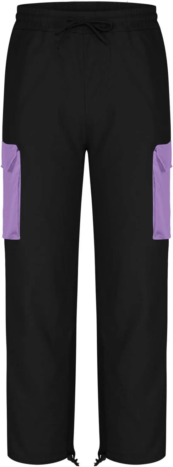 Mens Cargo Pants Elastic Waist Drawstring Joggers Cotton Athletic Pants Casual Hiking Pants Lightweight Sweatpants