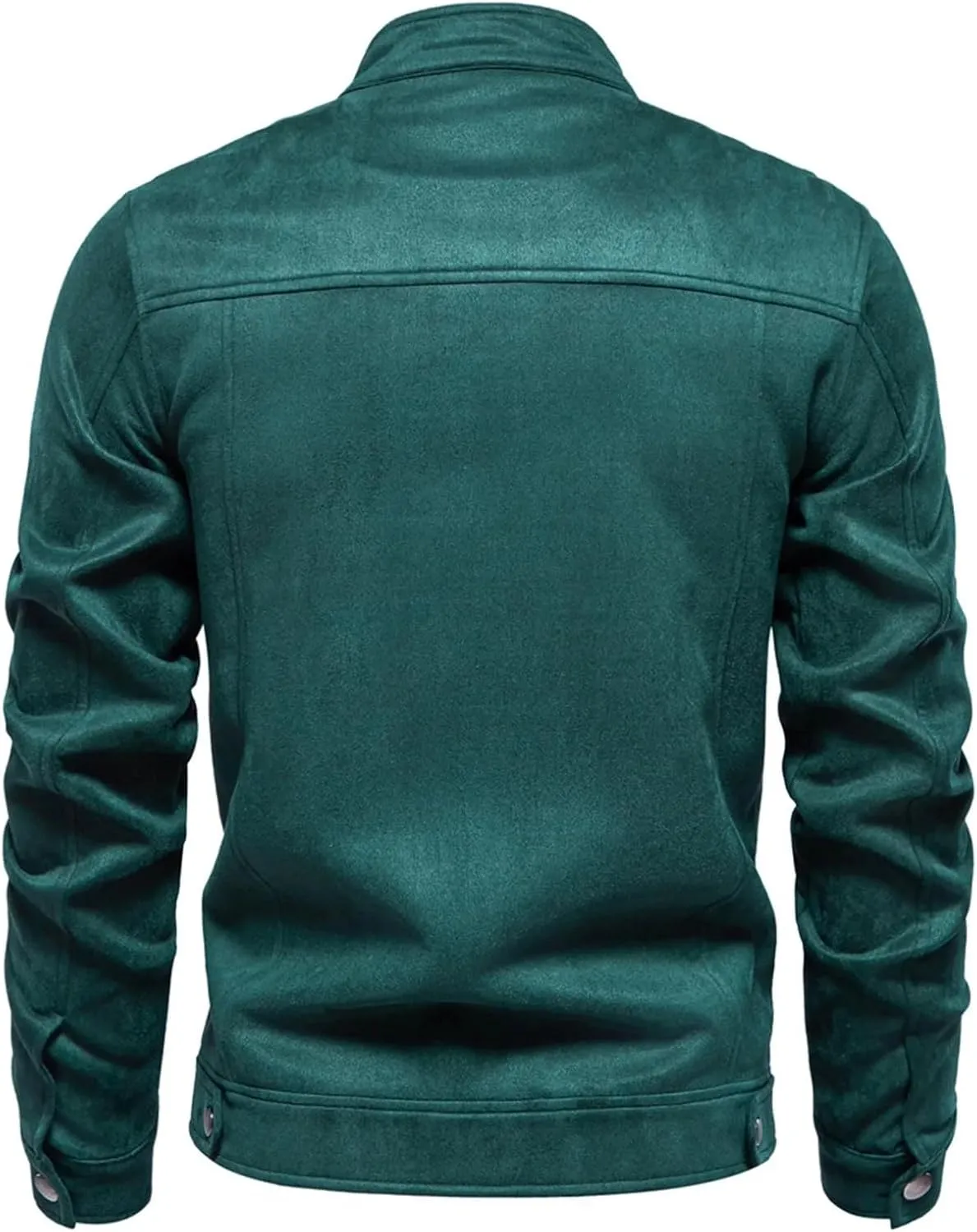 Men's Casual Suede Bomber Jacket Stand Collar Faux Leather Jacket Vintage Work Cargo Jackets Trucker Coats for Men