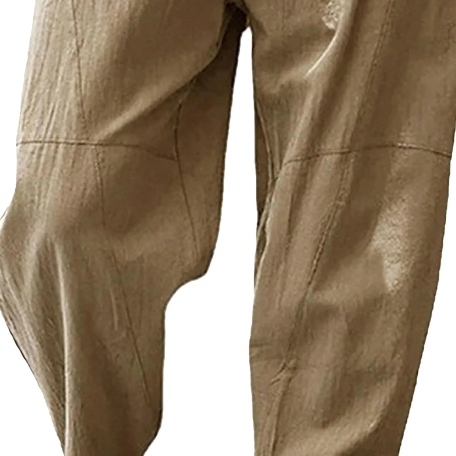 Men's Comfort Drawstring Joggers Outdoor Pants Cotton Linen Sweatpants Pants Baggy Elastic Waist Solid Trousers