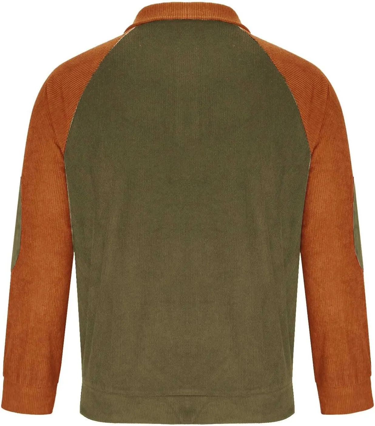 Men's Corduroy Sweatshirt Casual Long Sleeve Stand Collar Button Pullover Sweatshirts Lightweight Big and Tall Hoodie