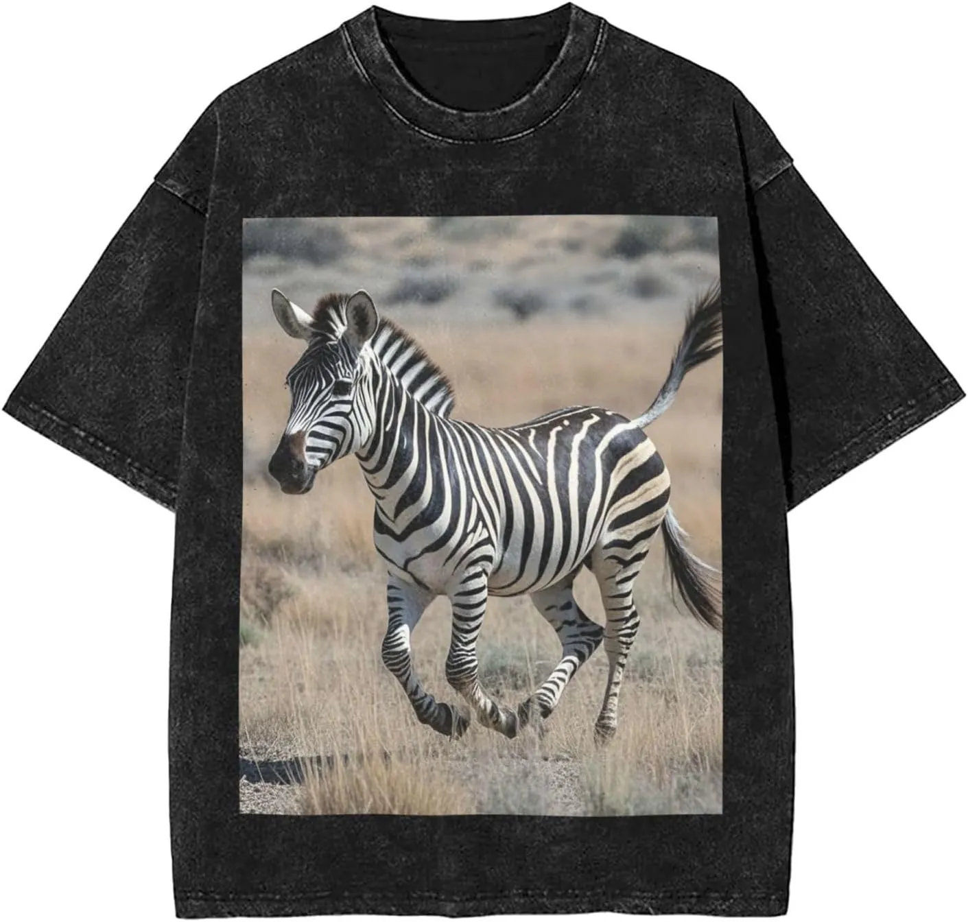 Men's Cotton T-Shirts Animal Zebra Short Sleeve Vintage T Shirts Casual Loose Fit Retro Tees Tops