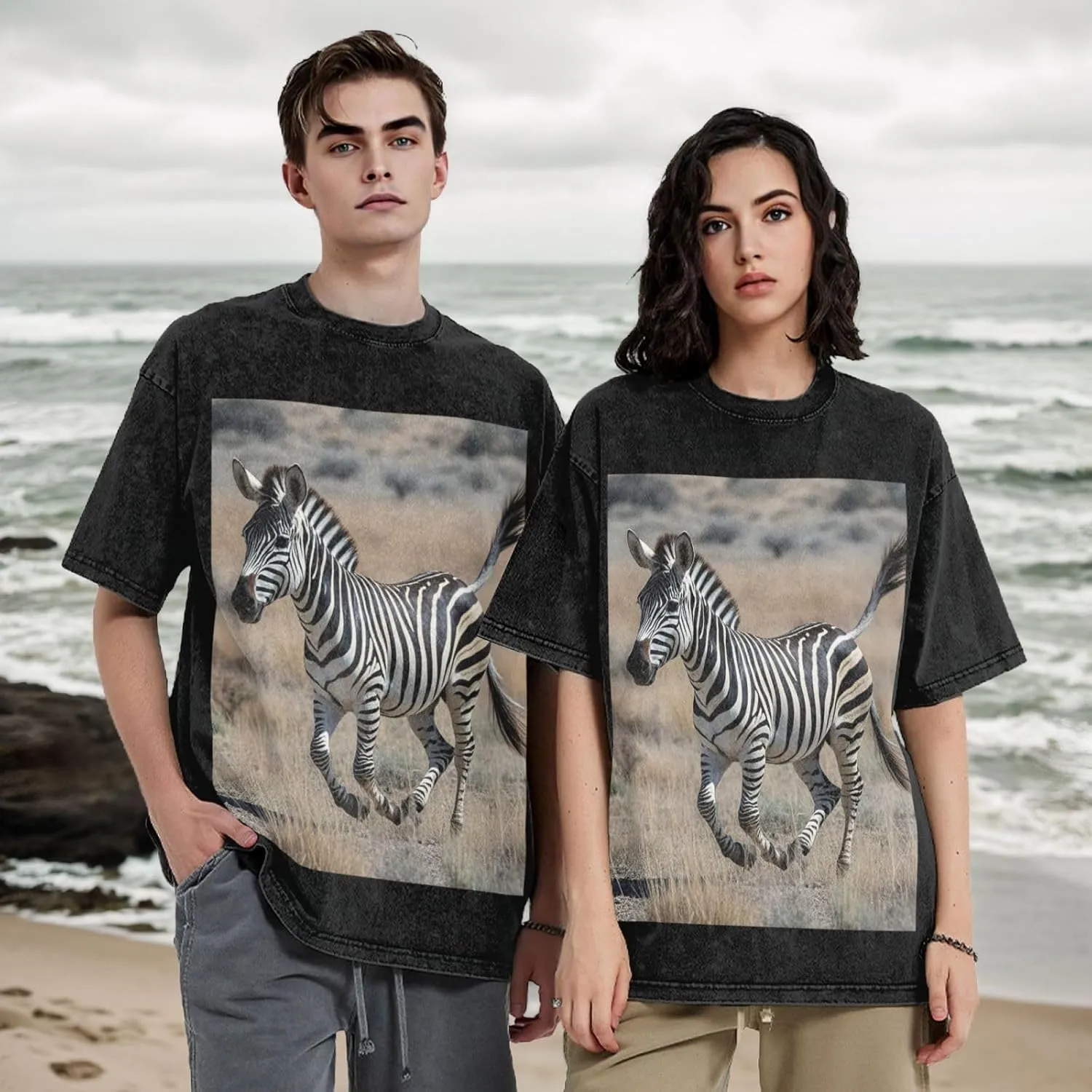 Men's Cotton T-Shirts Animal Zebra Short Sleeve Vintage T Shirts Casual Loose Fit Retro Tees Tops