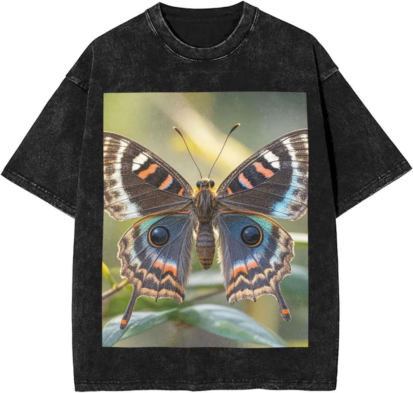 Men's Cotton T-Shirts Beautiful Moth Short Sleeve Vintage T Shirts Casual Loose Fit Retro Tees Tops
