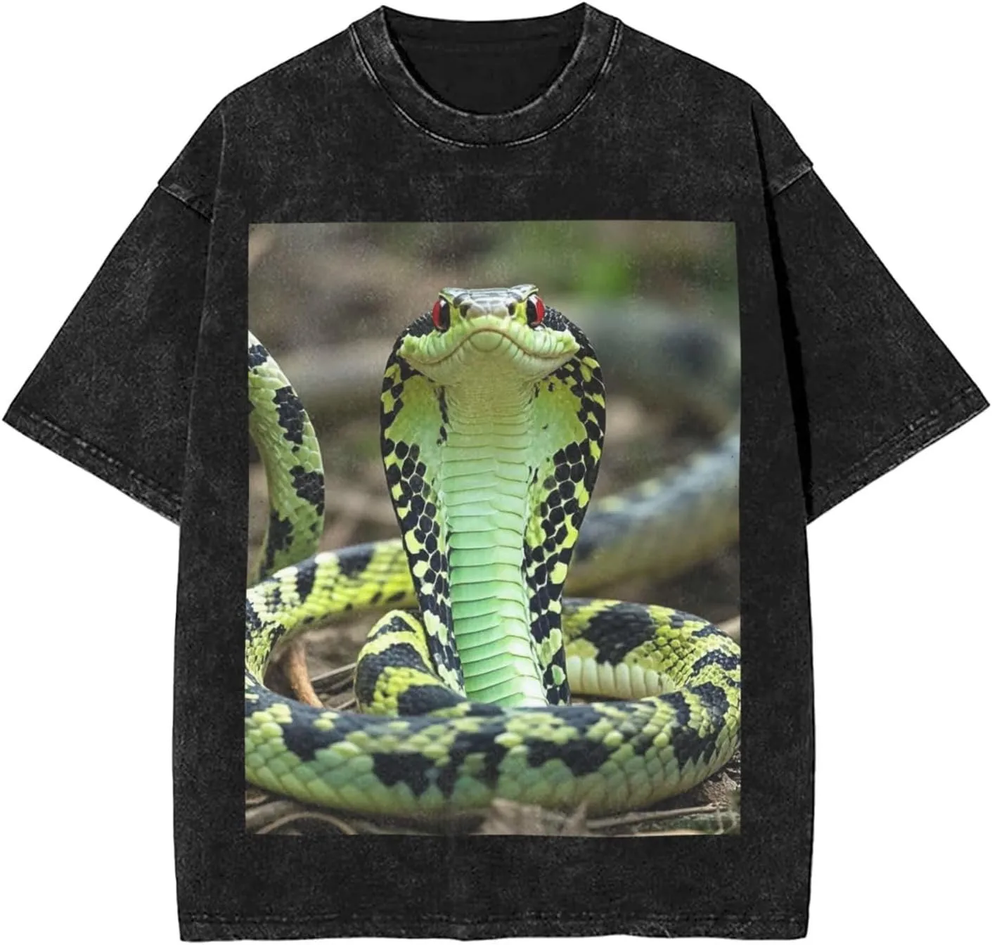 Men's Cotton T-Shirts Cobra Snake Short Sleeve Vintage T Shirts Casual Loose Fit Retro Tees Tops