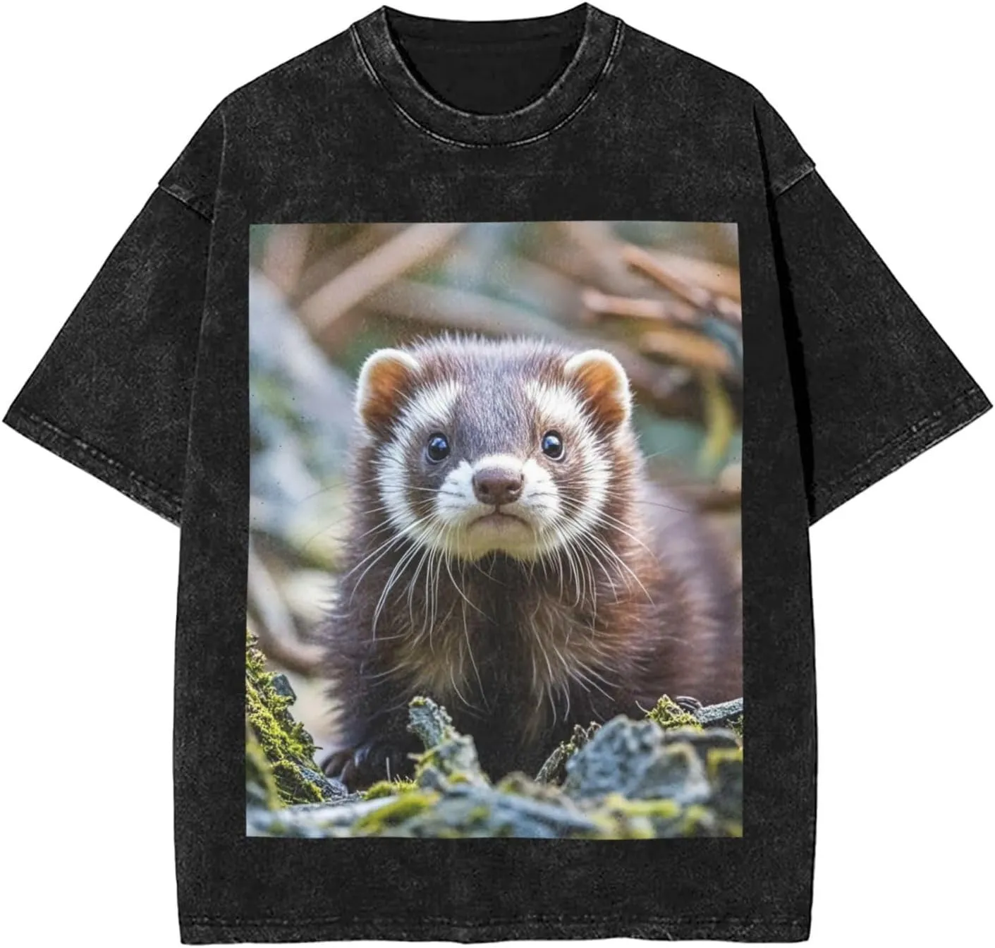 Men's Cotton T-Shirts Hairy Ferret Short Sleeve Vintage T Shirts Casual Loose Fit Retro Tees Tops