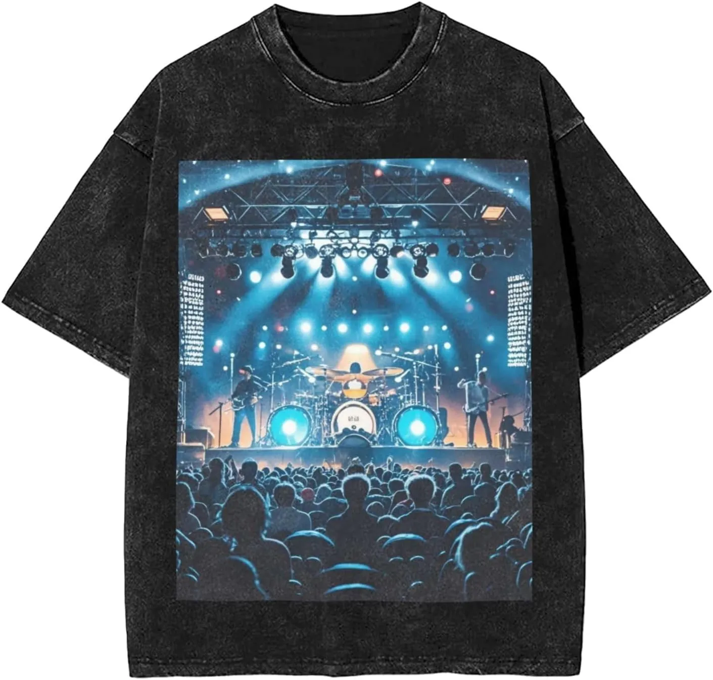 Men's Cotton T-Shirts Rock Concert Stage Short Sleeve Vintage T Shirts Casual Loose Fit Retro Tees Tops