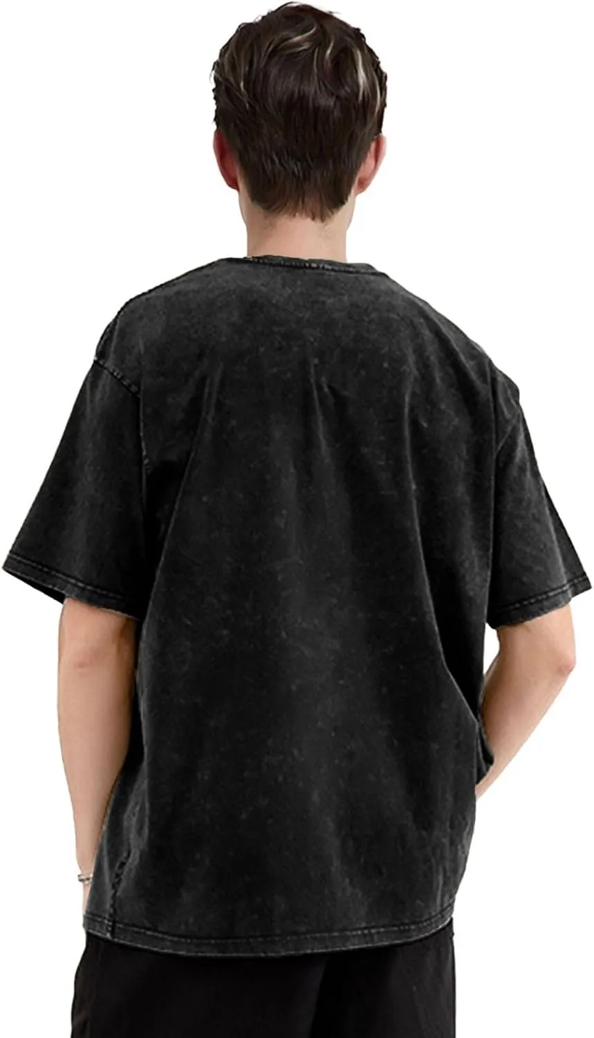 Men's Cotton T-Shirts UFO at Night Short Sleeve Vintage T Shirts Casual Loose Fit Retro Tees Tops