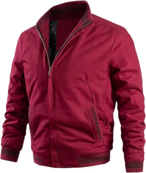 Mens Full Bomber Jacket Lightweight Softshell Flight Coat Big & Tall Windbreaker Jackets Casual Outerwear Fall Winter