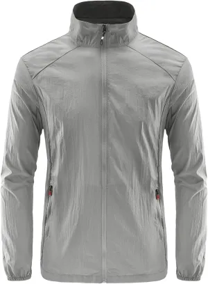 Mens Full Zip Lightweight UPF 50  Jackets Long Sleeve Performance Breathable Sun Protection Fishing Hiking Shirts