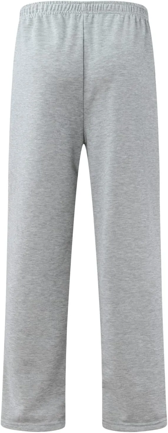 Men's Heavyweight Fleece Cargo Sweatpants Baggy Sweat Pants with Pockets Elastic Waist Drawstring Joggers Trousers